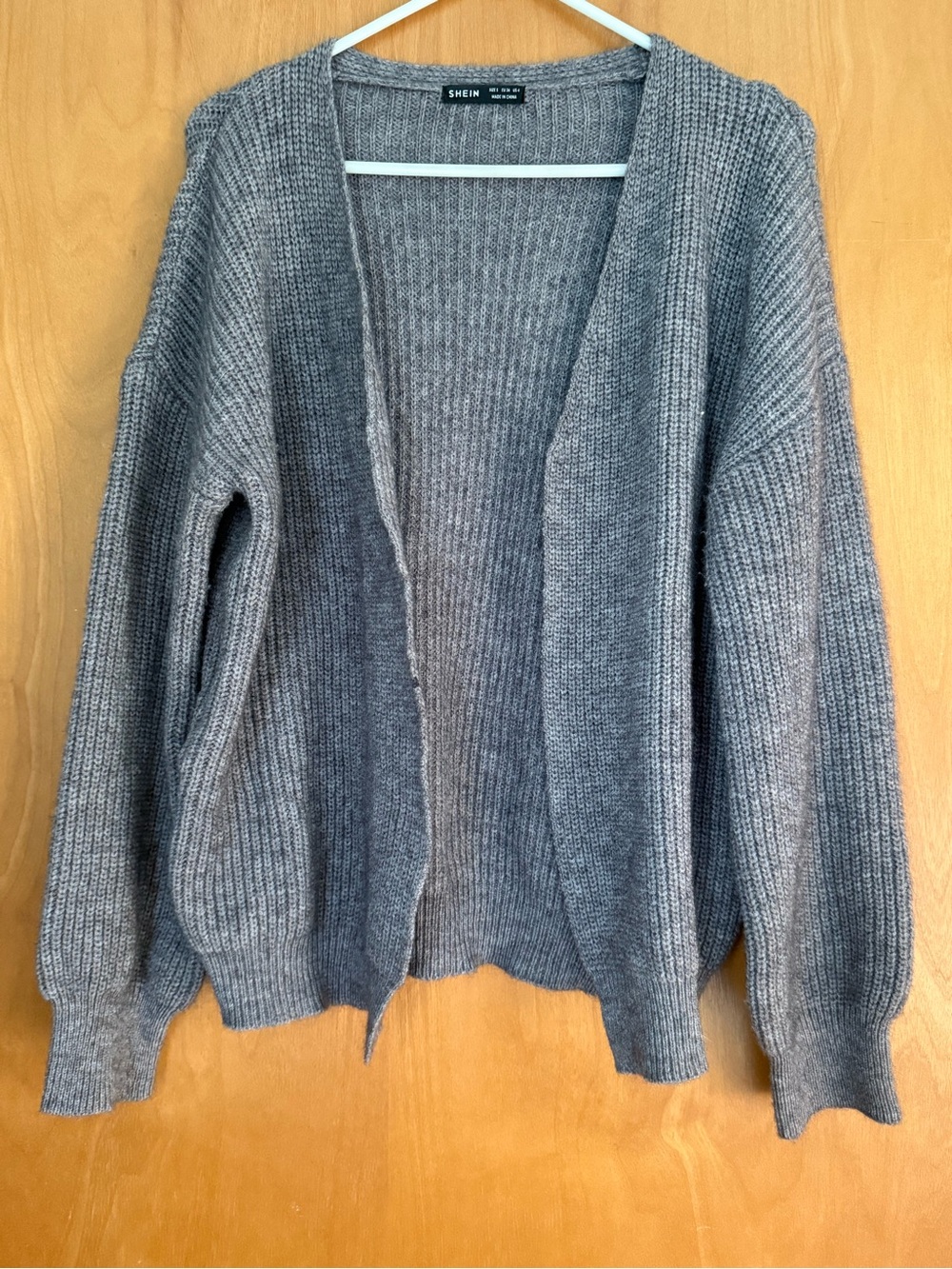 SHEIN Gray Ribbed Open-Front Women's Cardigan Sweater